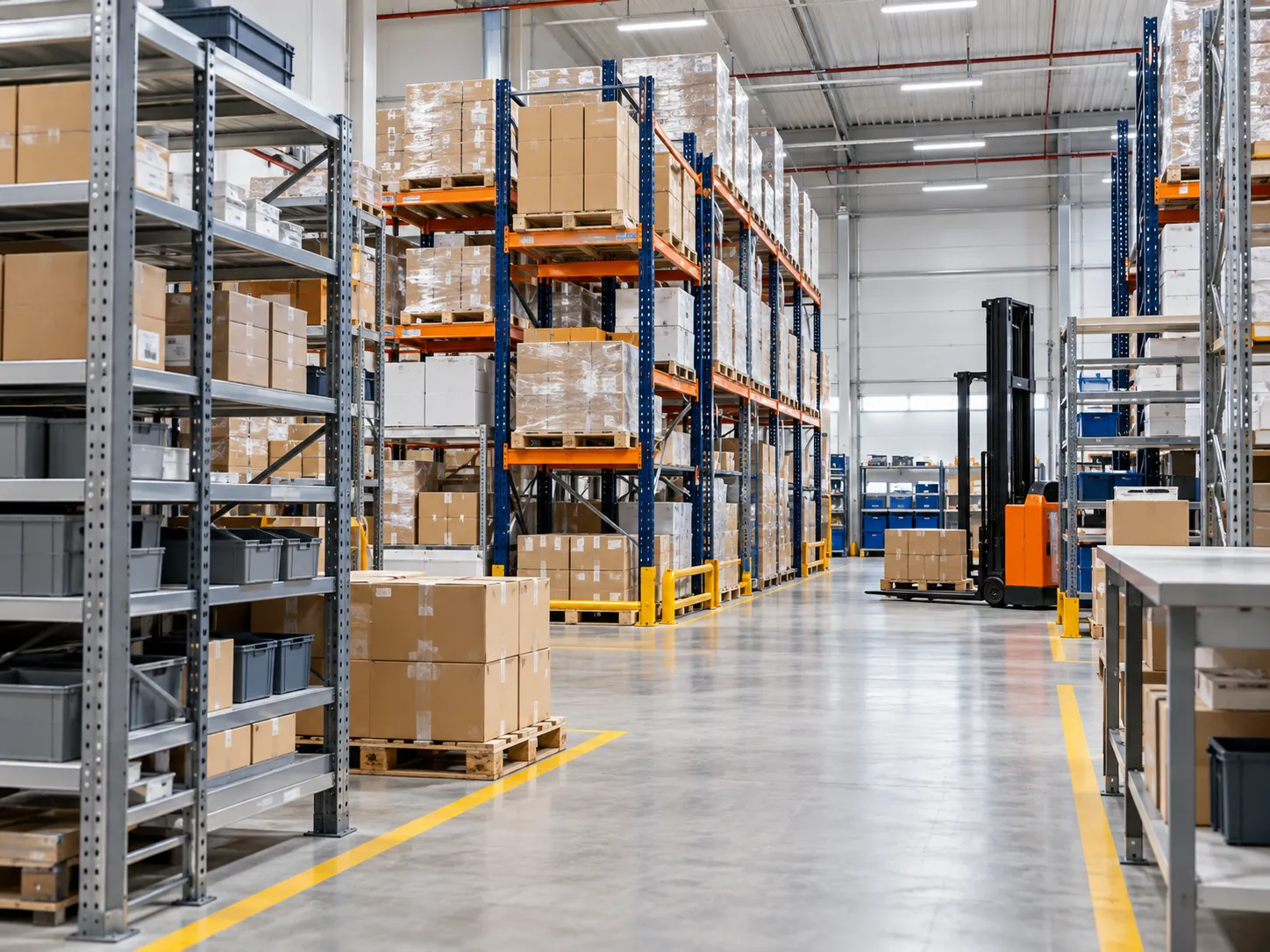 Estoques e CDs — Mini porta-pallets, porta-pallets e organização por endereço.